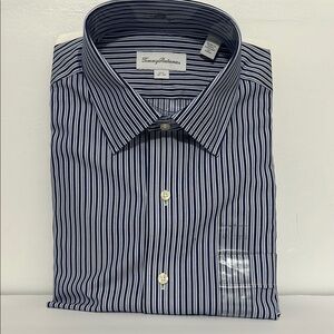 Tommy Bahama Men's Navy and White Striped Dress Shirt